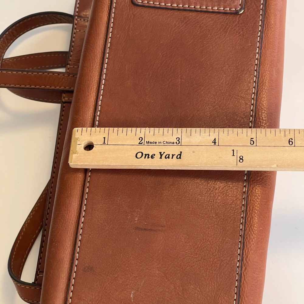 Fossil Brown Pebbled Leather Emma Tote Brass Key - Picture 14 of 16